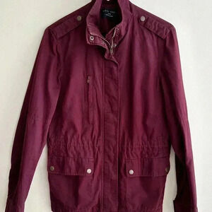Love Tree Anorak Jacket, Berry Colored Utility Jacket, Size Large